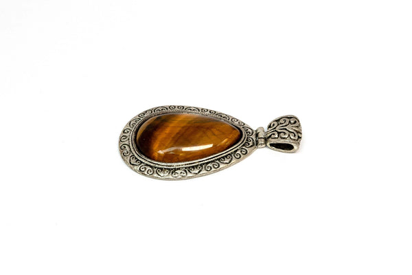 Brown Stone Set In A Silver Pendant - Trendz & Traditionz Boutique