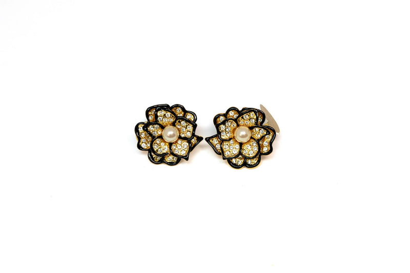 Yellow Flower Stud Earrings With Pearls - Trendz & Traditionz Boutique 