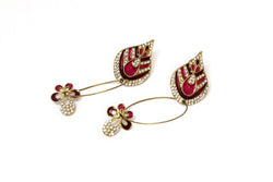 Gold Dangle Earrings With Red - Trendz & Traditionz Boutique