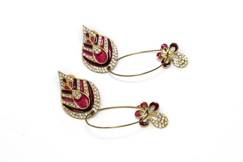 Gold Dangle Earrings With Red - Trendz & Traditionz Boutique