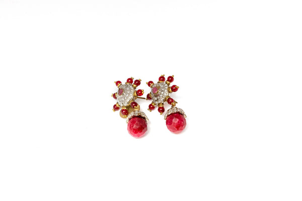 Red Dangle Earrings With Opal Stone - Trendz & Traditionz Boutique 