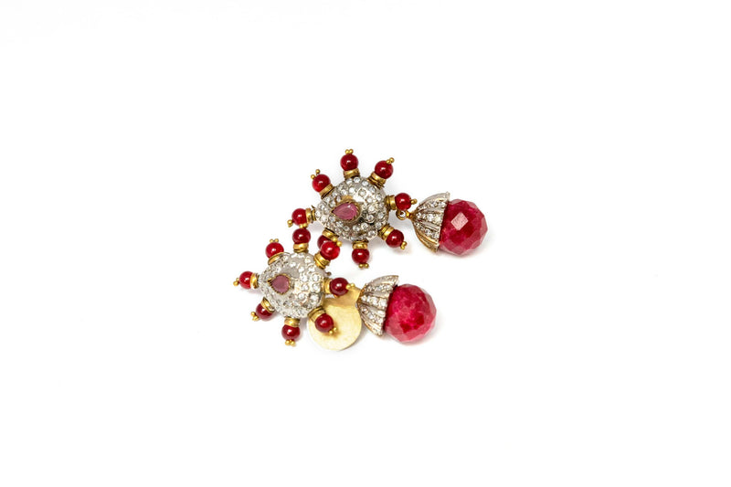 Red Dangle Earrings With Opal Stone - Trendz & Traditionz Boutique 