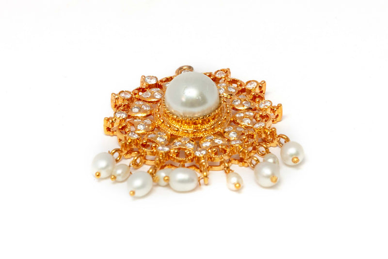Golden Pendant Set with Pearl - Trendz & Traditionz Boutique