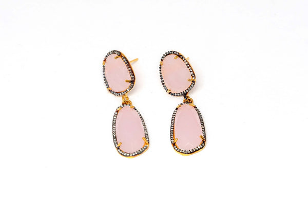 Rose Quarts Dangle Earrings - Trendz & Traditionz Boutique