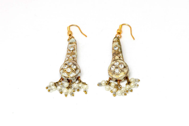 Handmade Clay Earrings Painted Silver - Trendz & Traditionz Boutique