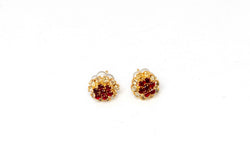 Gold Stud Earrings with Ruby Red Center - Trendz & Traditionz Boutique 
