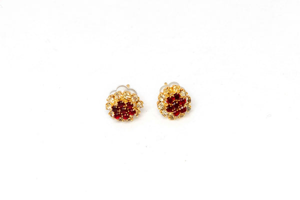 Gold Stud Earrings with Ruby Red Center - Trendz & Traditionz Boutique 