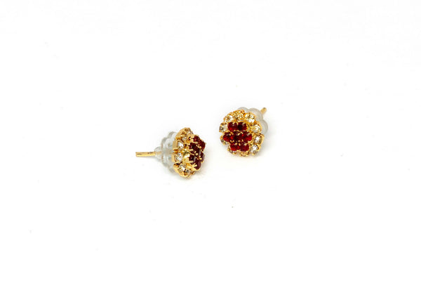 Gold Stud Earrings with Ruby Red Center - Trendz & Traditionz Boutique 