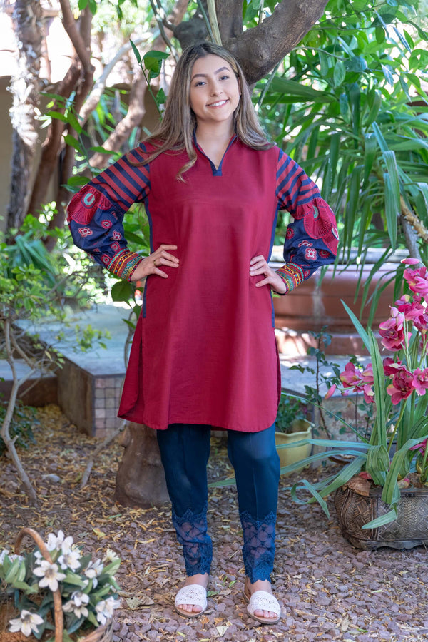 Red Cotton Kurti- Trendz & Traditionz Boutique