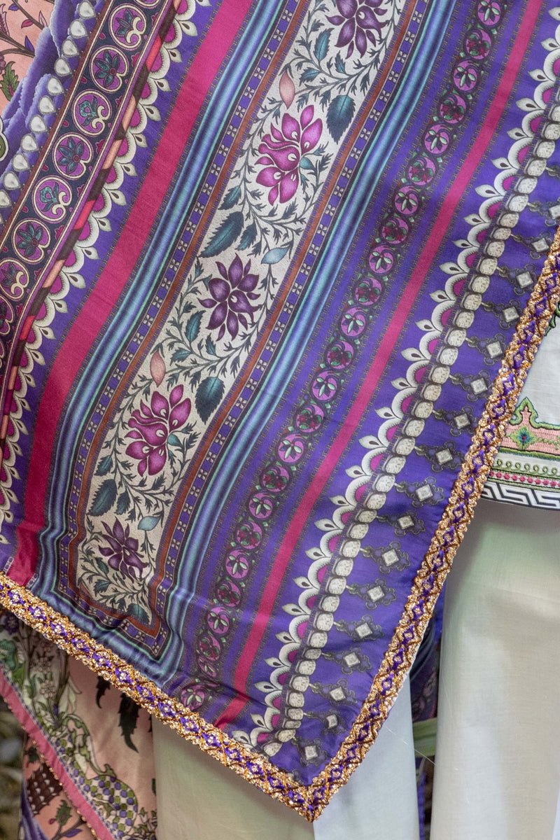 Purple Multicolored Elan Designer Lawn-Cotton Salwar Kameez Suit- Trendz & Traditionz Boutique 