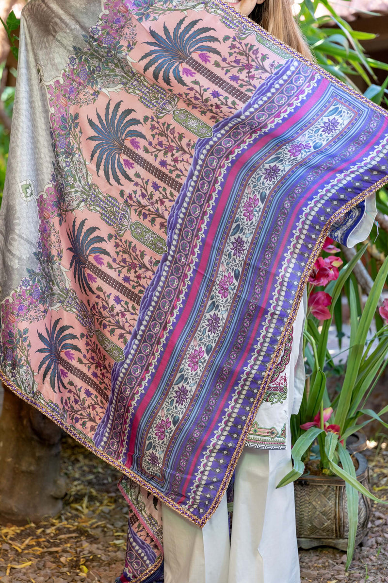 Purple Multicolored Elan Designer Lawn-Cotton Salwar Kameez Suit- Trendz & Traditionz Boutique 