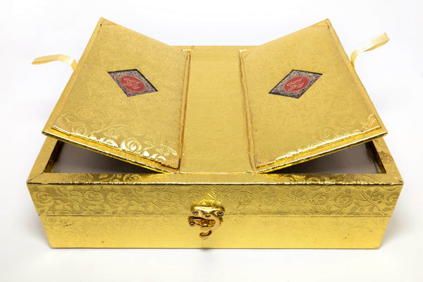 Quran in a Gold Bookcase with Compartments - Trendz & Traditionz Boutique 