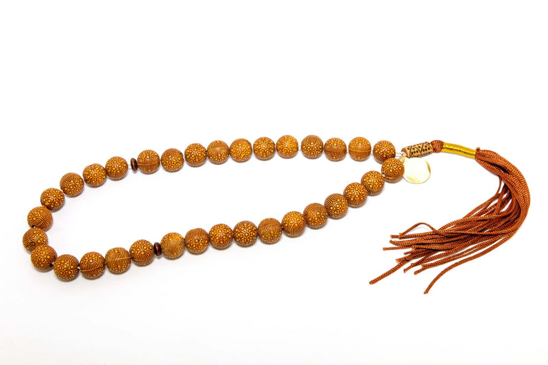 Wooden Necklace With Decorative Carvings - Trendz & Traditionz Boutique 