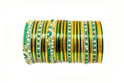 Green And Yellow Metal Bangles - Trendz & Traditionz Boutique