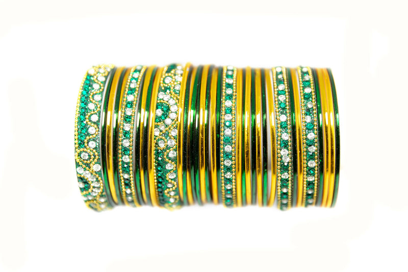 Green And Yellow Metal Bangles - Trendz & Traditionz Boutique
