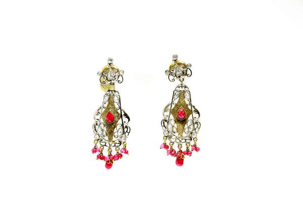 Pink Gemstone Dangle Earrings - South Asian Fashion & Unique Home Decor