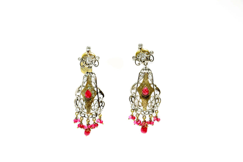 Pink Gemstone Dangle Earrings - South Asian Fashion & Unique Home Decor