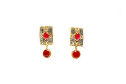 Golden Ruby Dangling Earrings