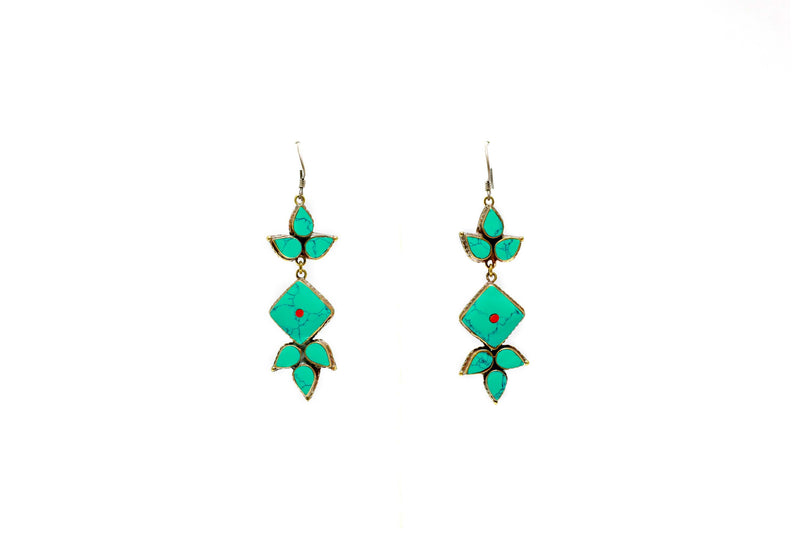 Vibrant Turquoise Dangle Earrings - South Asian Fashion & Unique Home Decor