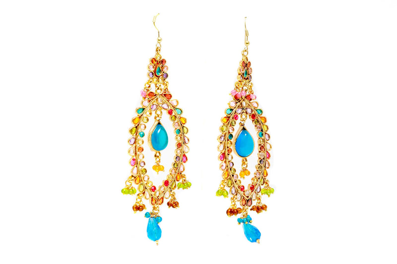 Multi Beaded Dangling Earings - Trendz & Traditionz Boutique