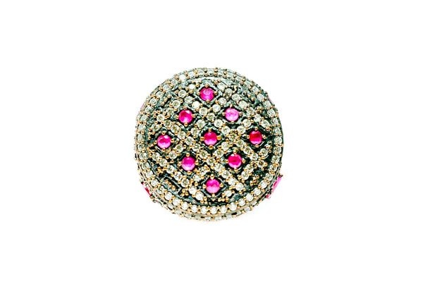 Turkish Silver Ring With Pink Stones - Trendz & Traditionz Boutique