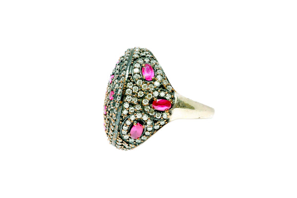 Turkish Silver Ring With Pink Stones - Trendz & Traditionz Boutique