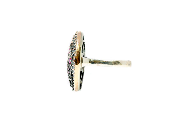 Turkish Silver Shield Ring- Magenta - Trendz & Traditionz Boutique