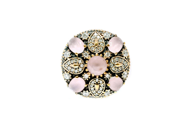 Turkish Silver Ring With Pink Stones - Trendz & Traditionz Boutique 