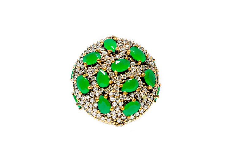 Turkish Silver Ring With Green Stones- Trendz & Traditionz Boutique
