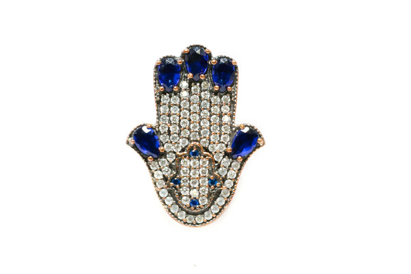 Turkish Silver Blue Gem Hamsa Ring - Trendz & Traditionz Boutique