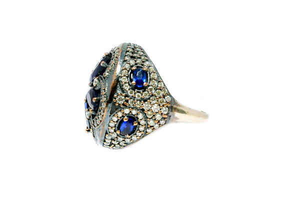 Turkish Silver Ring With Blue Stones - Trendz & Traditionz Boutique