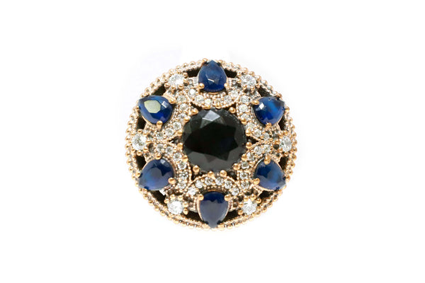 Turkish Silver Blue Gem Statement Ring - Trendz & Traditionz Boutique