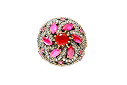 Turkish Silver Statement Ring With Floral Design - Trendz & Traditionz Boutique 