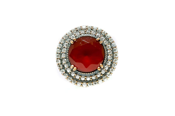 Turkish Silver Ring With Ruby Red Stone - Trendz & Traditionz Boutique 
