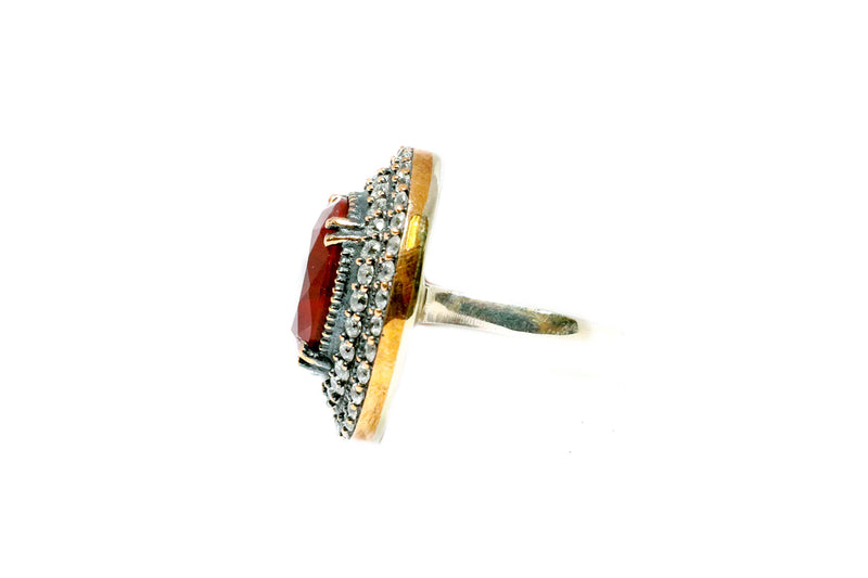 Turkish Silver Ring With Ruby Red Stone - Trendz & Traditionz Boutique 