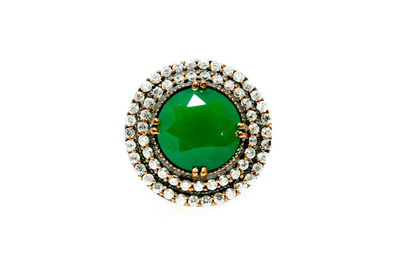Turkish Silver Green Shield Ring - Trendz & Traditionz Boutique