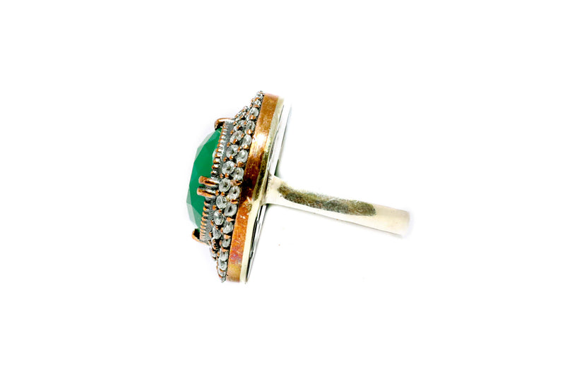 Turkish Silver Green Shield Ring - Trendz & Traditionz Boutique