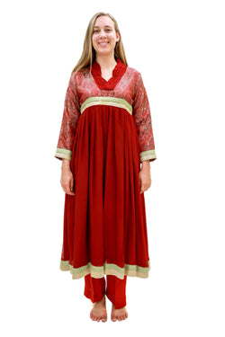 Maroon Chiffon Salwar Kameez - Suit - Formal South Asian Wear