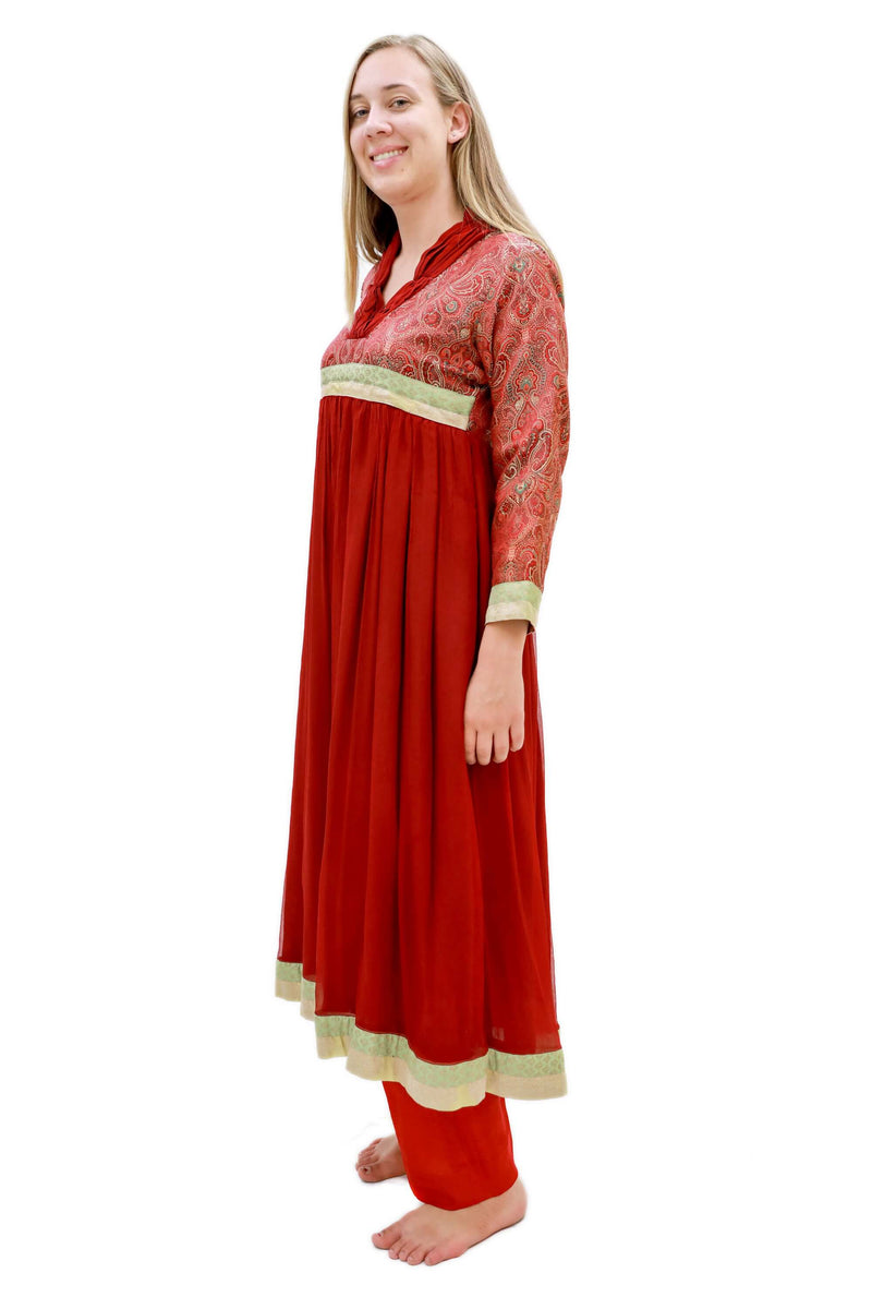 Maroon Chiffon Salwar Kameez - Suit - Formal South Asian Wear