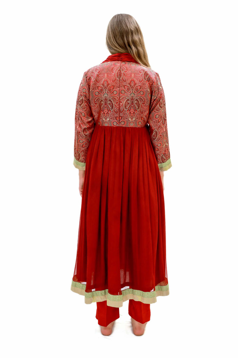 Maroon Chiffon Salwar Kameez - Suit - Formal South Asian Wear