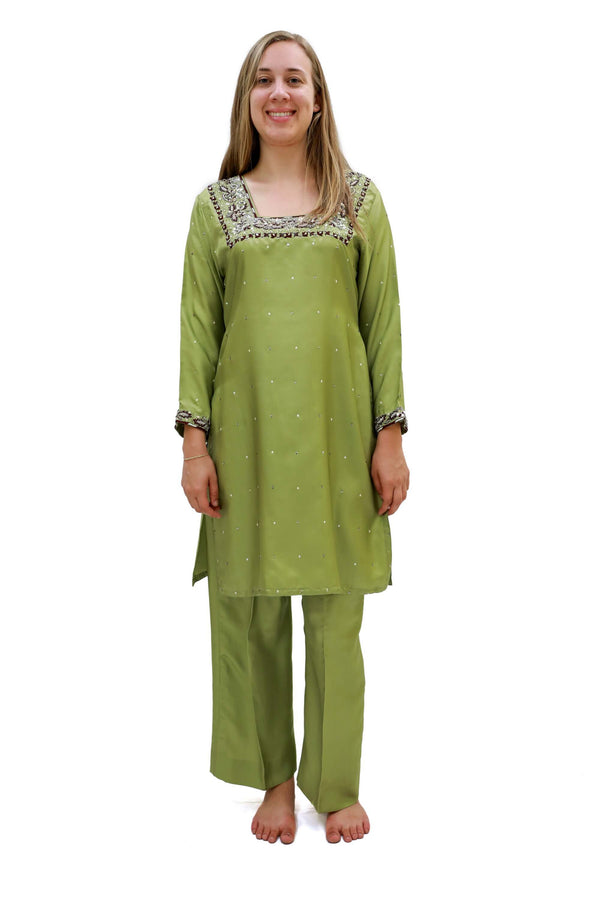 Green Silk Salwar Kameez- Trendz & Traditionz Boutique