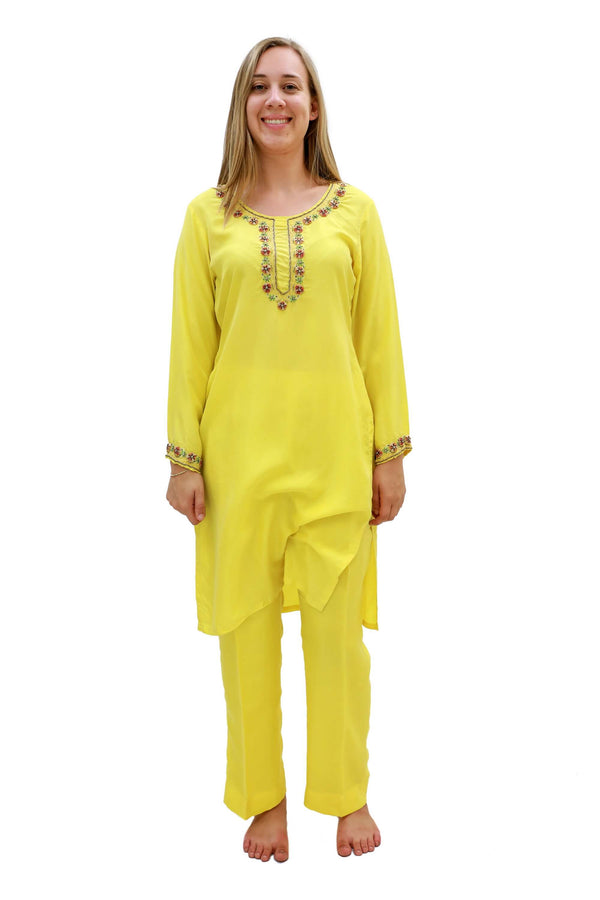 Yellow Silk Salwar Kameez-Suit - Trendz & Traditionz Boutique