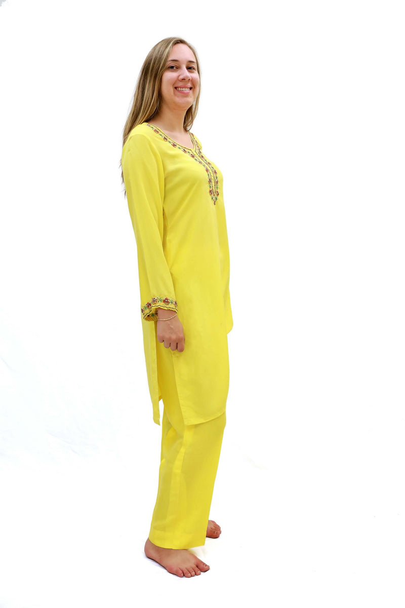 Yellow Silk Salwar Kameez-Suit - Trendz & Traditionz Boutique