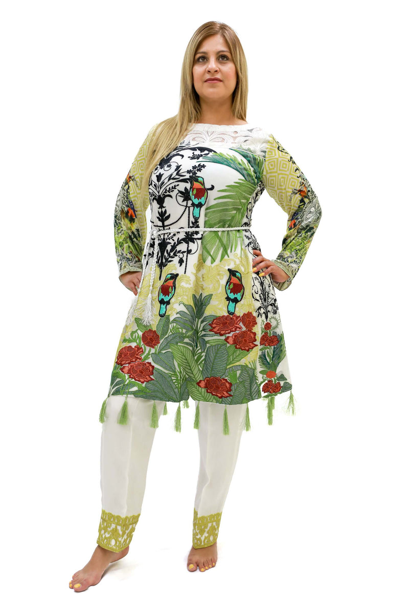 White Chiffon Salwar Kameez - Designer Suit - South Asian Fashion