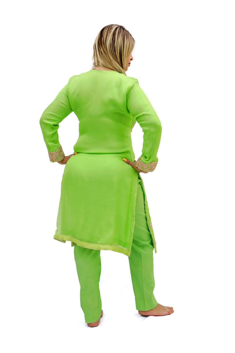 Light Green Chiffon-Silk Suit - Trendz & Traditionz Boutique