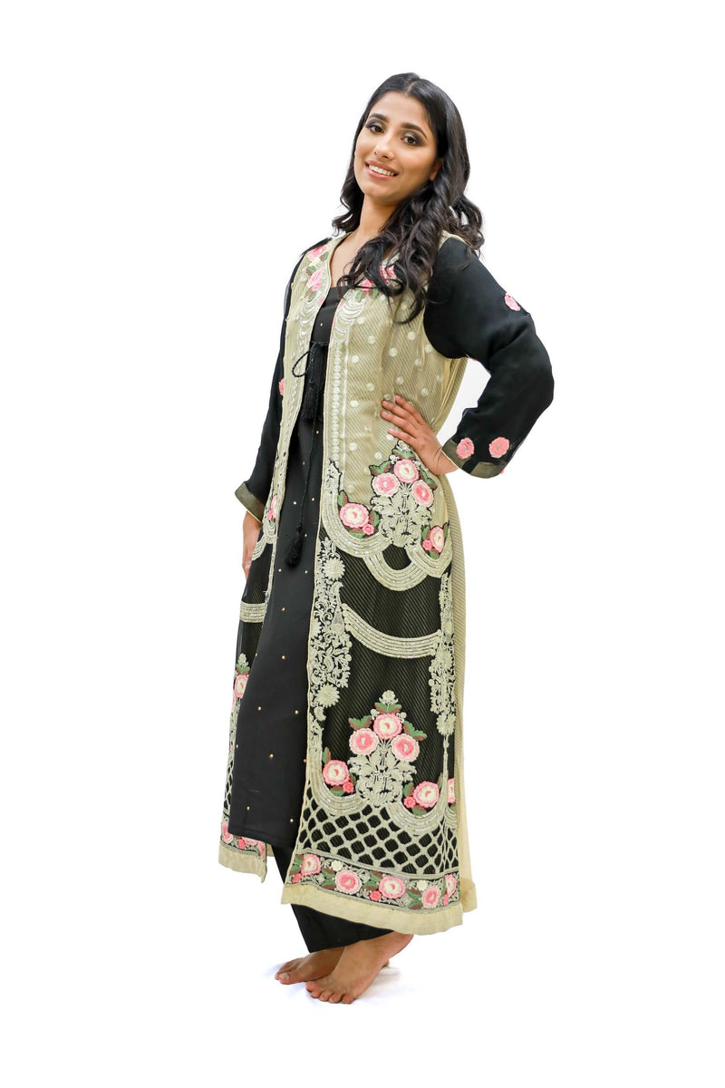 Black & Gold Embroidered Salwar Kameez - Suit - South Asian Fashion