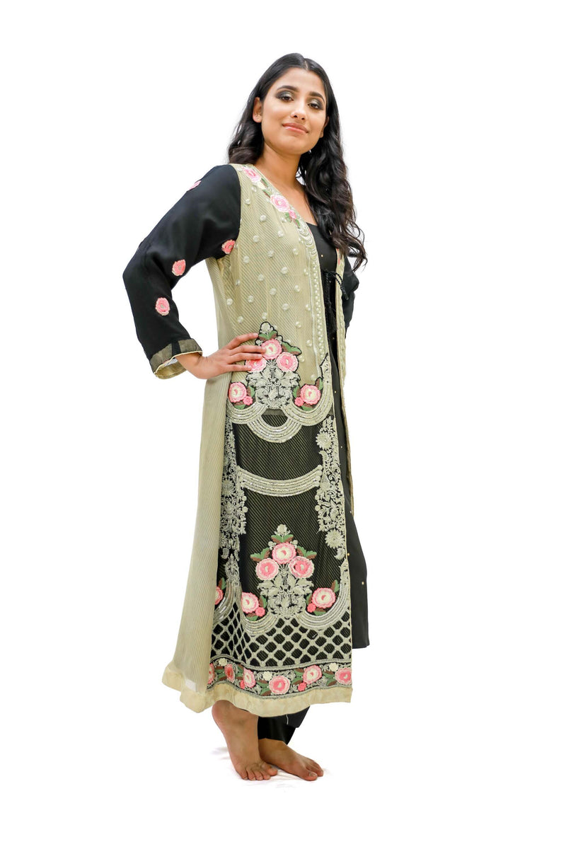 Black & Gold Embroidered Salwar Kameez - Suit - South Asian Fashion