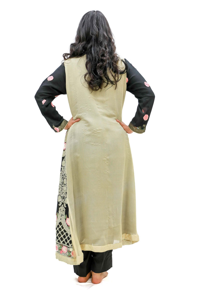 Black & Gold Embroidered Salwar Kameez - Suit - South Asian Fashion