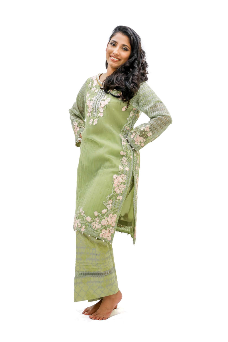 Green Chiffon Salwar Kameez - Suit - Women's South Asian Fashion