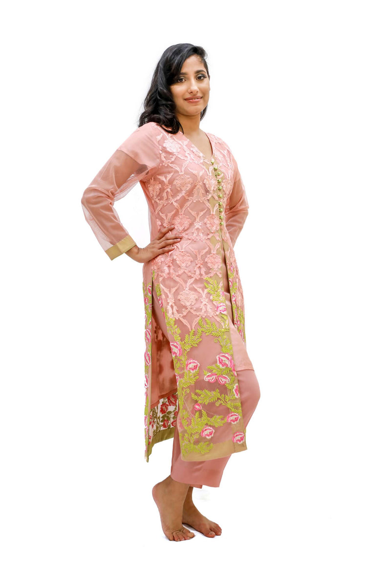 Pink Organza Salwar Kameez-Suit - South Asian Fashion & Unique Home Decor